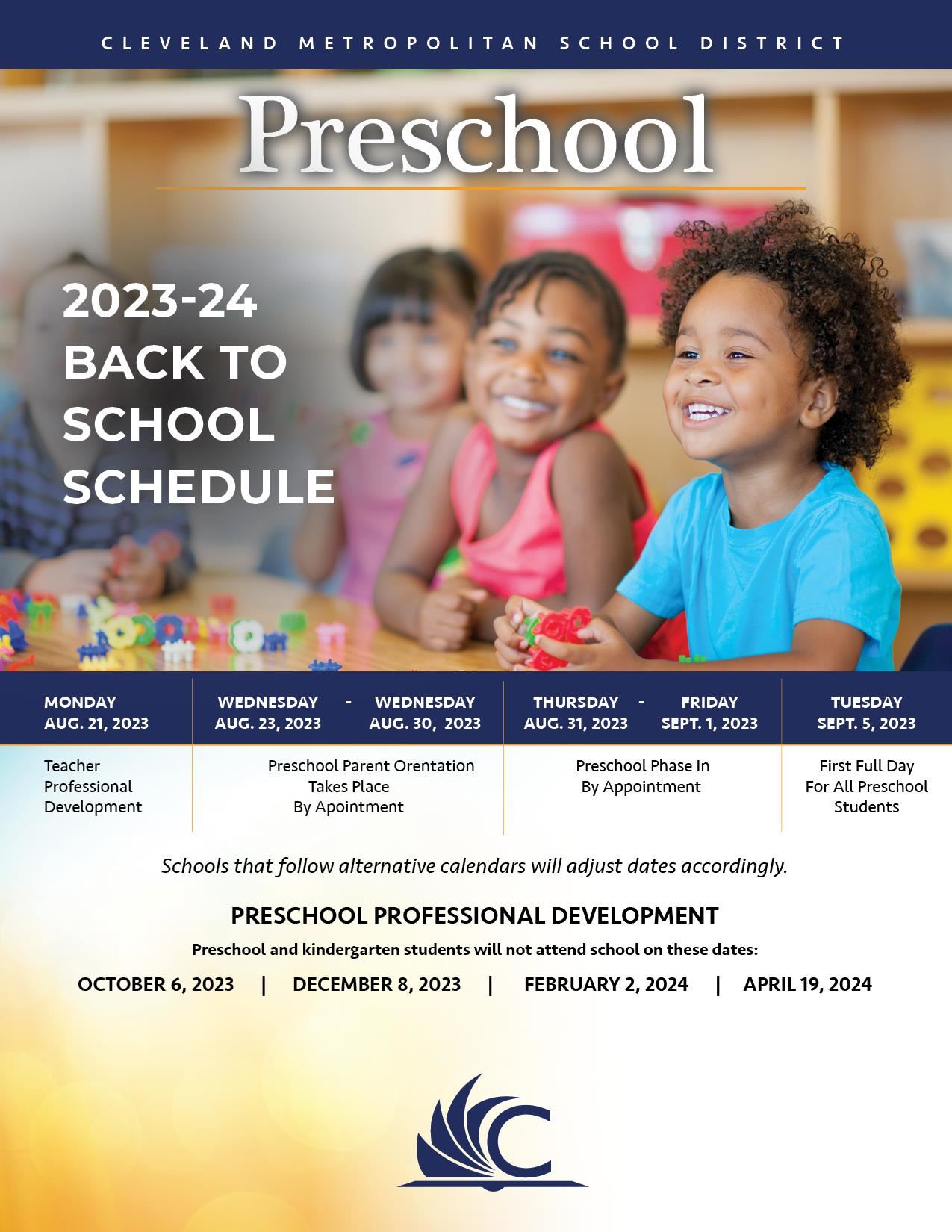 Preschool Back to School information